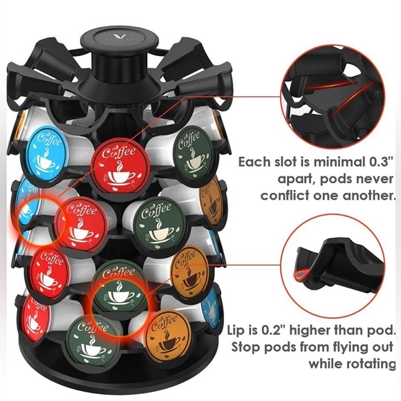 EVERIE Coffee Tea Pod Storage Carousel Holder Organizer for 40 Keurig K-Cup Pods - Picture 5 of 16
